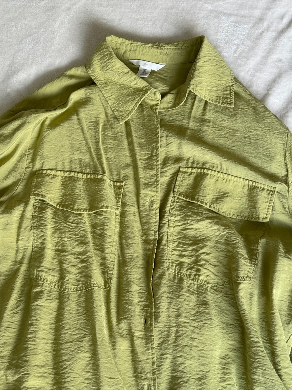 H&M Lightweight Button-Up Blouse - Light Lime